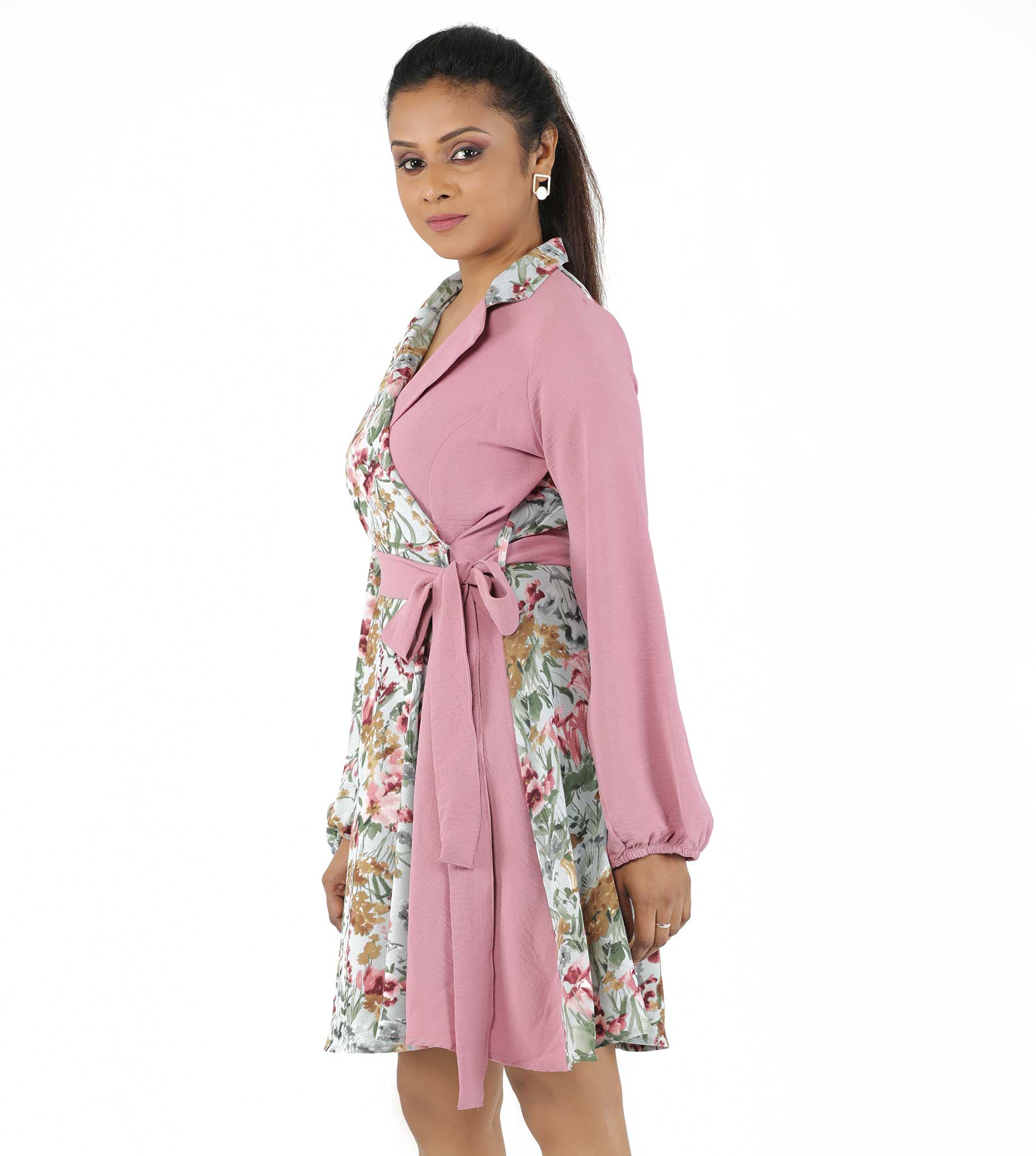 Two Tone Wrap Dress Diliganz